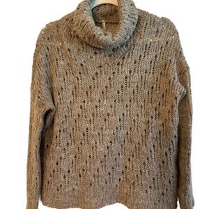 Brown Open Knot Mock Turtleneck Sweater by Mono B, EUC, Size M